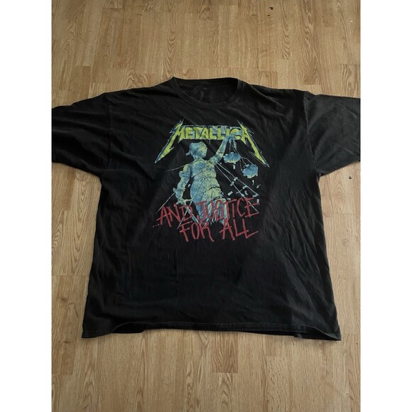 Vintage Metallica And Justice For All Black Graphic T-Shirt 2XL - Picture 1 of 6